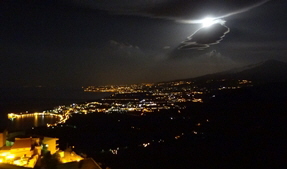 Sizilien Castelmola Blick Hotel Panorama in der Nacht